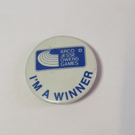 Значок СССР ARCO Jesse Owens Games, I'm a Winner, спортивный. Коллекционный, советский, винтажный.