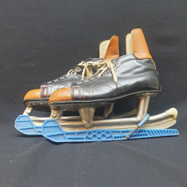 Коньки хоккейные на шнуровке, кожа, цвет комбинированный, размер 24.5, СССР