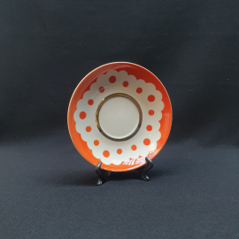 Блюдце чайное, Южноуральский ФЗ, фарфор, крытье, позолота. Винтаж, СССР.