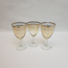 Набор из 3 бокалов, медовое стекло позолота 210 мл, винтаж СССР