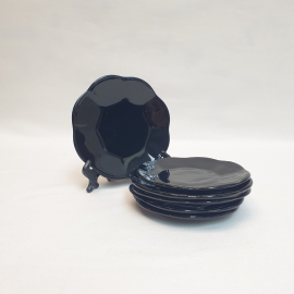 Набор чайных блюдец 6 шт, , стекло деколь.Винтаж, СССР