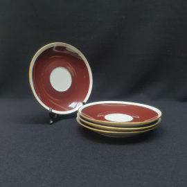 Набор чайных блюдец 4 шт, PORZELLAN, фарфор.Винтаж, ГДР.