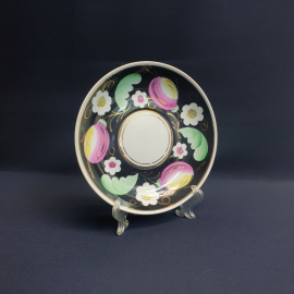 Блюдце гигант 15.5 см, Вербилки, ручная роспись, крытье, позолота. Винтаж, СССР.