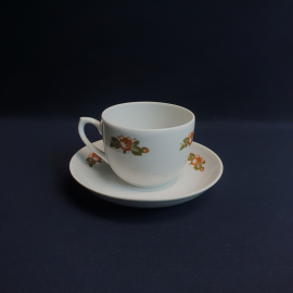 Чайная пара, Вербилки, фарфор, деколь. Винтаж, СССР.