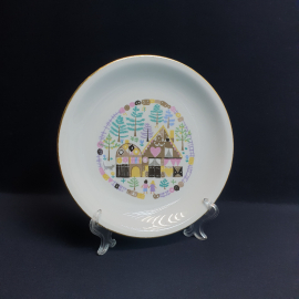 Тарелка детская 19 см "KAHLA" ГДР, фарфор, деколь, позолота. Винтаж.