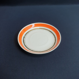 Чайное блюдце Вербилки 1954-1965, фарфор, позолота, крытьё. Винтаж СССР.