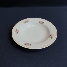 Тарелка суповая 20 см, фарфор, деколь, люстр. Винтаж СССР.