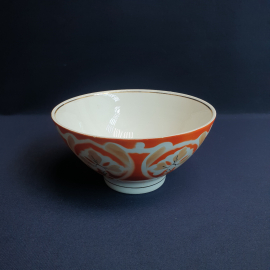 Салатник 16.5 см, фаянс, крытьё, роспись, позолота, кракелюр, 750 мл. Винтаж СССР.