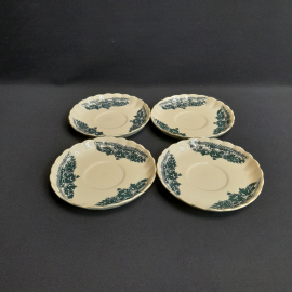 Набор чайных блюдец 4 шт, Коростенский, фарфор, деколь, позолота. Винтаж СССР.