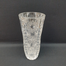 Ваза для цветов 29 см, хрусталь, ручная резка, 1.7 л. Винтаж, СССР.