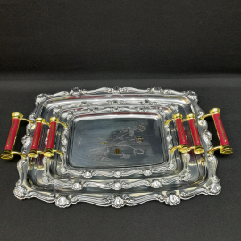 Набор  из 3 подносов метал,пластик 34х20,40х26,55х34 см,винтаж Япония