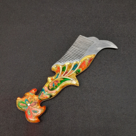 Винтажная расческа 19 см, алюминий, оргстекло, ручная работа. СССР.