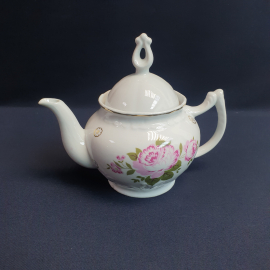 Чайник Вербилки, фарфор деколь позолота 0.6 л, скол, винтаж СССР