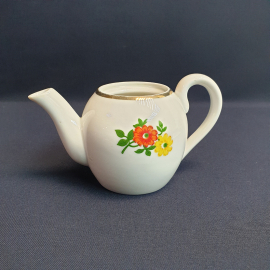 Чайник без крышки Дулево, фарфор деколь позолота 0.3 л, винтаж СССР