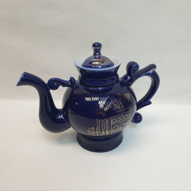 Чайник кобальт, фарфор позолота 1.4 л, винтаж СССР