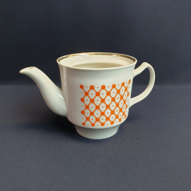 Чайник Дулево, фарфор деколь позолота 600 мл, винтаж СССР