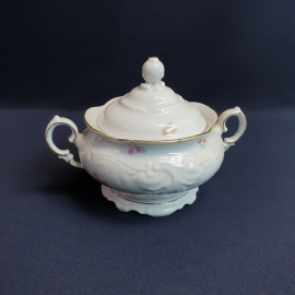 Сахарница КРМ, фарфор позолота деколь 0.4 л, винтаж Польша