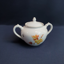 Сахарница Дулево, фарфор позолота деколь 0.5 л, винтаж СССР