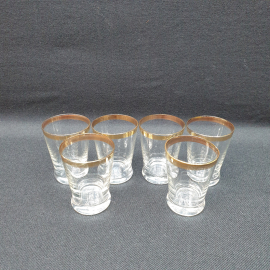 Набор стопок 6 шт, стекло, позолота, 50 млю Винтаж СССР.