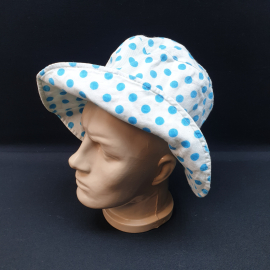 Летняя панамка в горошек х/б, есть пятно. Винтаж, СССР.