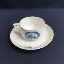 RRR Чайная пара Папанинцы Дулево 30 гг, фарфор деколь позолота 200 мл, винтаж СССР