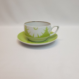 Чайная пара Рига, фарфор крытье позолота 220 мл, винтаж Латвия