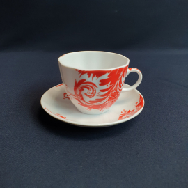 Кофейная пара Жар-птица ЛФЗ, фарфор 125 мл, винтаж СССР