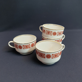 Набор из 4 чашек Тернополь, фарфор деколь позолота 220 мл, винтаж СССР