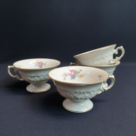 Набор из 4 чашек КРМ, фарфор деколь позолота 190 мл, винтаж Польша