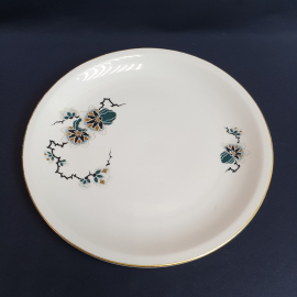 Блюдо круглое 27.5 см, фарфор, деколь, позолота. ГДР.