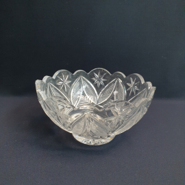 Салатник 19 см, хрусталь, есть скол, 1 литр. Винтаж, СССР.