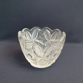 Салатник 14.5 см, хрусталь, ручная резка, 600 мл. Винтаж, СССР.