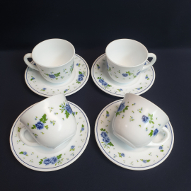 Набор чайных пар на 4 персоны "Bormioli Rocco", стекло, деколь, 200 мл. Италия.