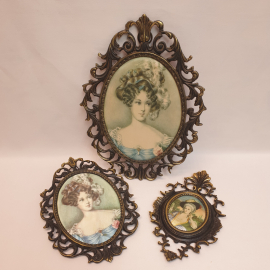 Набор их трех картин, техника шелкография в бронзе. Винтаж, СССР.