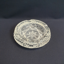 Пепельница 14 см, хрусталь, царапины пользования. Винтаж, СССР.