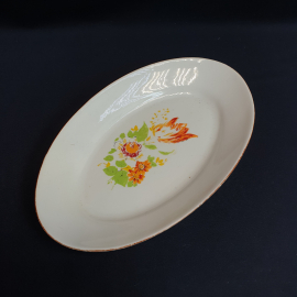 Селедочница - блюдо малое овальное 22.5х14 см, фарфор, деколь. Болгария.