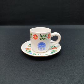 Кофейная пара, фаянс деколь 75 мл, винтаж