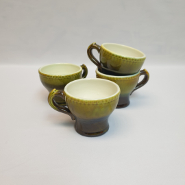 Набор из 4 кофейных чашек Конаково, керамика обливная 120 мл, винтаж СССР