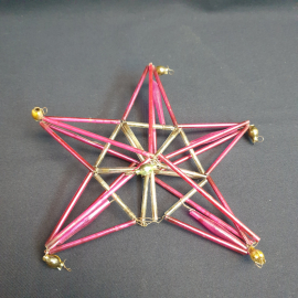 Советская елочная звезда стеклярус 21х18 см, есть дефект. Винтаж, СССР.