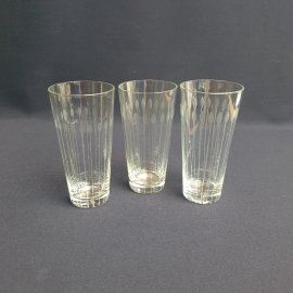 Набор из 3 стаканов, стекло резка 200 мл высота 12 см, винтаж СССР