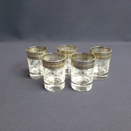 Набор из 5 стопок, стекло гравировка позолота 60 мл высота 6 см, Россия
