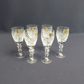 Набор из 6 рюмок Гусь Хрустальный, стекло резка 50 мл высота 12 см, винтаж СССР