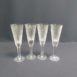 Набор из 4 бокалов, хрусталь 110 мл высота 19.5 см, винтаж СССР