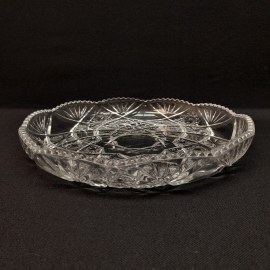 Блюдо с высокими рельефными краями 30 см, хрусталь. Винтаж, СССР.