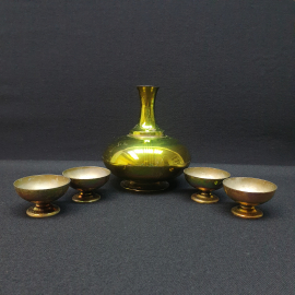 Набор для крепких напитков "Ереван",зелёного оттенка, металл, дефекты см. фото. Винтаж, СССР.