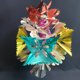 Пара новогодних украшение подвесок из фольги, диаметр 23 и 15 см. Винтаж.