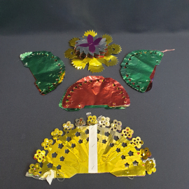 Набор новогодних украшений гирлянда и шары различные из фольги 5 шт. Винтаж.