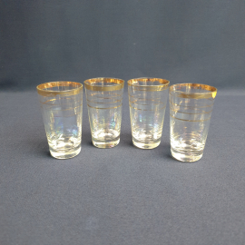 Набор из 4 стопок, стекло перламутр позолота 50 мл 7 см, винтаж СССР