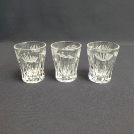 Набор из 3 стопок, стекло резка 50 мл 6 см, винтаж СССР