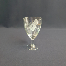 Бокал, стекло гравировка 200 мл, высота 13.5 см, винтаж СССР